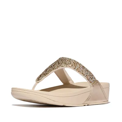 FITFLOP FitFlop Lulu Crystal-Mix Metallic Toe-Post Sandals PLATINO 38