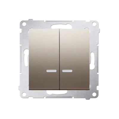 Comutator cu led pentru versiunea IP44 (modul) 16A, 250V~, borne cu surub; gold mat metalic *Echipat cu garnitura de etansare su
