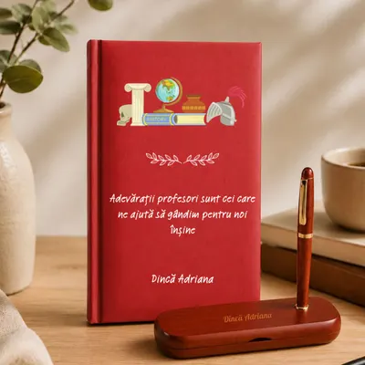 Cadou pentru profesorul de Istorie - Agenda + set de scris personalizate