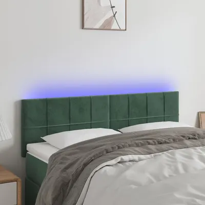 Gossi tablie de pat cu led, verde inchis, 144x5x78/88 cm, catifea
