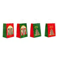 Pungi cadou Crăciun fericit cu fereastră mix 4 tipare diferite - model 10 (set 12 buc)