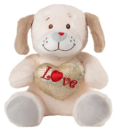 Jucărie de pluș Amek Toys - Câine cu inimă, 35 cm
