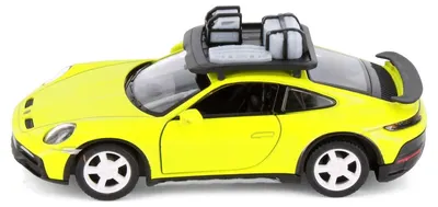 Mașinuță metalică Kinsmart - Porsche 911 GT2 RS, cu portbagaj, 1:36, galbenă