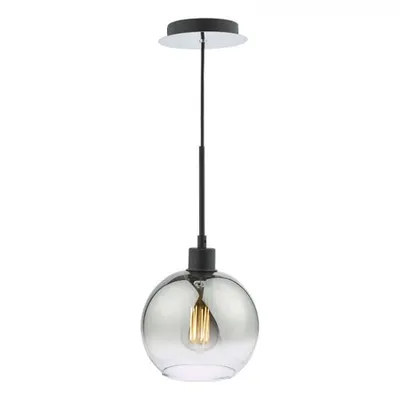 Lampa suspendata Lycia 1 Light Single Pendant Matt Black Ombre Smoked Glass