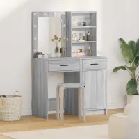 vidaXL Set masă de toaletă cu LED 2 buc. Gri Sonoma Lemn prelucrat