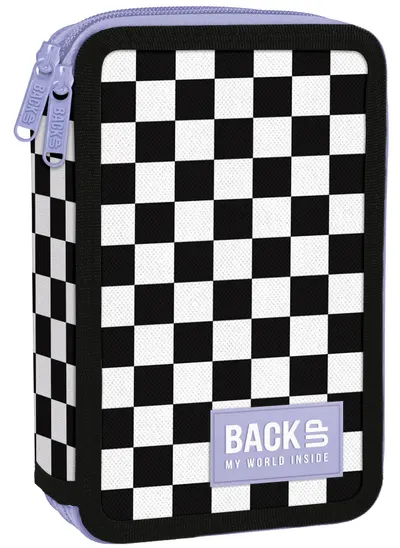 Penar cu rechizite BackUp DW - Colored Chess, cu 2 fermoare