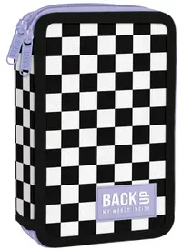 Penar cu rechizite BackUp DW - Colored Chess, cu 2 fermoare