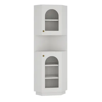 Dulap de colț pentru baie cu bandă LED, Alb | Aosom Romania