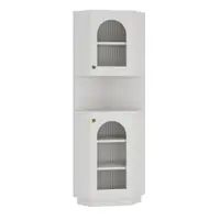 Dulap de colț pentru baie cu bandă LED, Alb | Aosom Romania