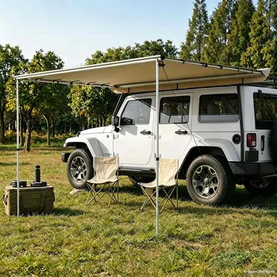vidaXL Copertină pentru camping & rulote, bej, 2,4x2x2,15 m