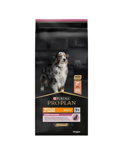 PURINA PRO PLAN Medium Large Adult 7+ Sensitive Skin hrana uscata caini adulti peste 7 ani, rase medii si mari cu piele sensibila 14 kg
