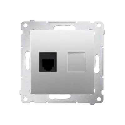 Priza telefon RJ12, silver mat metalic