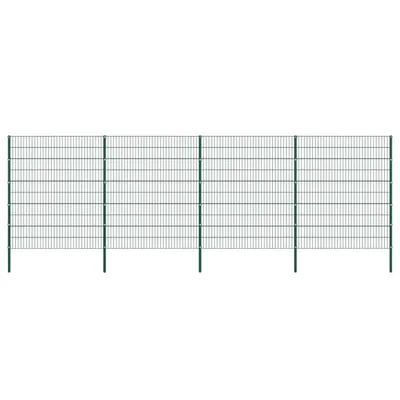vidaXL Panou de gard cu stâlpi din fier, verde, 867x200 cm