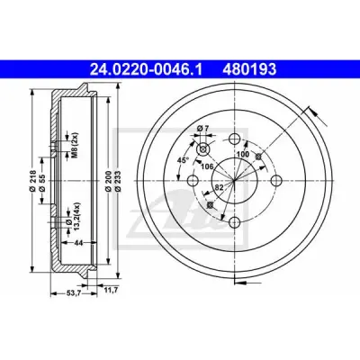 Tambur frana ATE 24.0220-0046.1