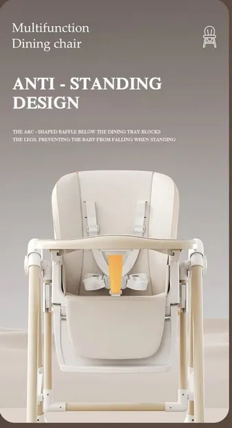 Scaun de masa pentru copii Little Mom White multifunctional 3 in 1, design ergonomic, pliabil, structura piramidala, roti silentioase, suport pentru picioare, dimensiuni 63x80x105 cm