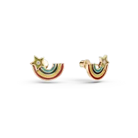 Cercei curcubeu din aur galben cu diamante de 0.05ct si insertii multicolore pentru copii