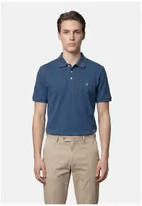 Tricou polo din bumbac cu model uni - Albastru oceanic