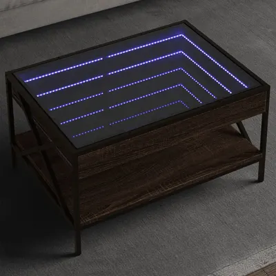 Gossi masuta de cafea cu led infinity, stejar maro, 70x50x38 cm