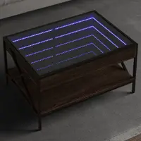 Gossi masuta de cafea cu led infinity, stejar maro, 70x50x38 cm