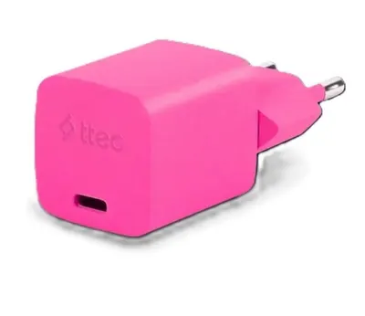 Încărcător ttec – GAN 20W, USB-C/USB-C, roz
