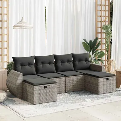 Gossi set mobilier gradina cu perne, 6 piese, gri, poliratan