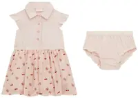 Set de 2 piese Guess - Rochie cu cireșe și chiloți, roz, 18 luni