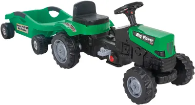 Tractor cu pedale Pilsan - Cu cărucior, verde
