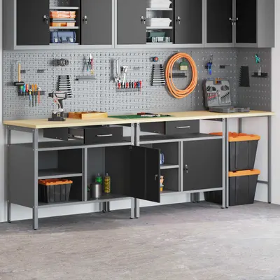 vidaXL Set banc de lucru 3 buc. Roșu și gri Oțel vopsit electrostatic