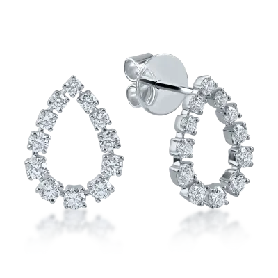 Cercei lacrima din aur alb cu diamante de 0.89ct