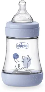Biberon Chicco Perfect 5 - debit lent, 150 ml, 0+ luni, albastru