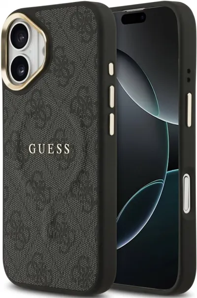Husă Guess - 4G Gold Frame, iPhone 17, MagSafe, negru