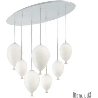 Corp de iluminat din sticla suflata si prelucrata manual sub forma de balon alb 7x40W