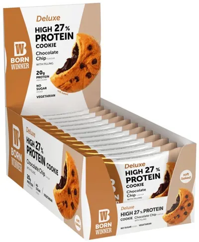 Deluxe Protein Cookie, șoco chip, 12 bucăți, Born Winner