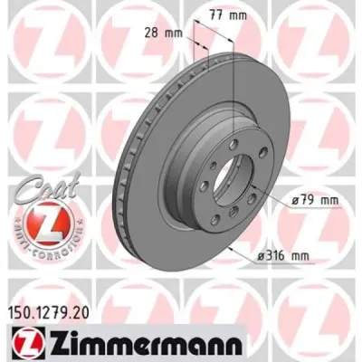 Disc frana ZIMMERMANN 150.1279.20