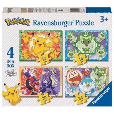 Ravensburger - Puzzle Pokemon 4 buc in cutie 12 16 20 24 piese