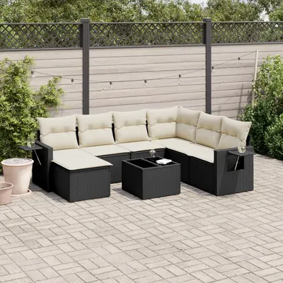 Gossi set mobilier de gradina cu perne, 8 piese, negru, poliratan