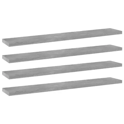 vidaXL Plăci bibliotecă, gri beton, 4 buc, 60 x 10 x 1,5 cm, PAL