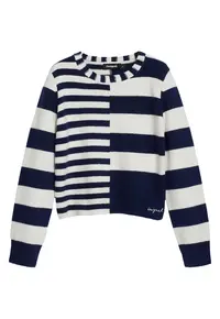 Pulover dama - bleumarin - dungi - poliester/acril/lana -