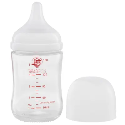 Biberon din sticla borosilicat 160 ml KidsCare cu tetina din silicon