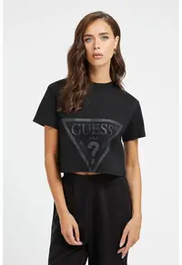 Tricou crop pentru fitness Adele - Negru