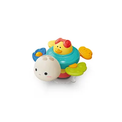 Jucarie senzoriala, BabyOno, Turtle, Cu ventuza, Texturi multiple, Zornaitore, Se poate folosi si in cada, Din materiale non-toxice, Fara BPA, 3 luni+, Multicolor