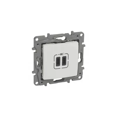Double USB Type C+C charging prizas Niloé - 2 module - alb
