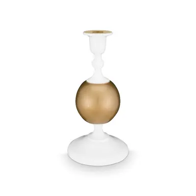 Suport metalic pentru lumânare, White-Gold, 24 cm, colecția Love Birds, Pip Studio