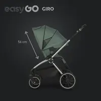 Carucior pentru copii 2 in 1 Easy Go Giro, pana la 22 kg, cu landou 80 cm, Maner telescopic, copertina XXL, pliere tip pendul, cadru ultra-usor din aluminiu, accesorii incluse, Sage Green