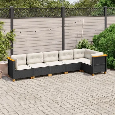 Gossi set mobilier de gradina cu perne, 6 piese, negru, poliratan