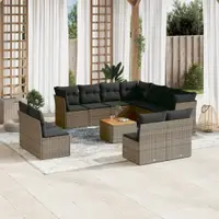 Gossi set canapea de gradina cu perne, 12 piese, gri, poliratan