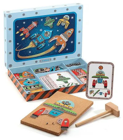Set de construit din lemn cu pioneze Djeco - Cosmos