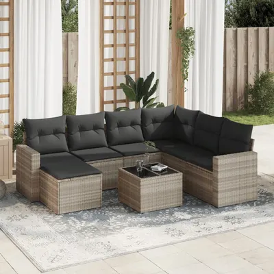 Gossi set mobilier de gradina cu perne, 8 piese gri deschis poliratan