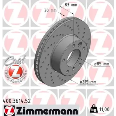 Disc frana ZIMMERMANN 400.3614.52