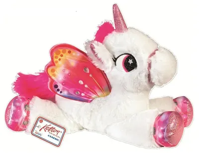 Jucărie de pluș RS Toys - Unicorn, alb-roz, 40 cm